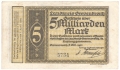 German Grossnotgeld Grevenbroich - 5 Milliarden Mark,  5.10.1923